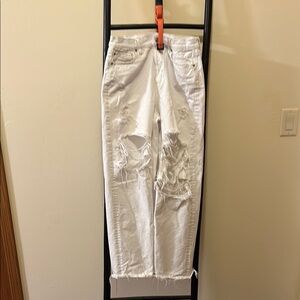 American Eagle Outfitters White Distressed Jeans